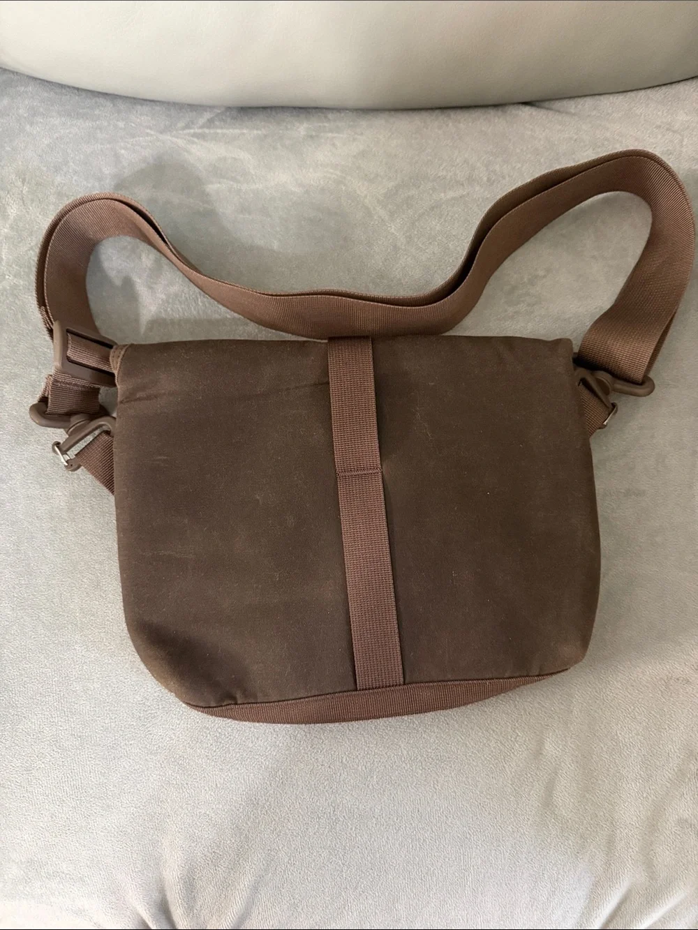 Brown Canvas Crossbody Field Sling Bag with Front Buckle Lochby